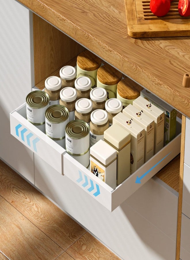 DAYONE Pull Out Cabinet Organizer White, Expandable 12.6"-20.5" Drawers for Kitchen Cabinets, Under Sink Pull-Out Drawer Cabinet Organizer and Storage with Adhesive Nano, 1 pc - Image 1